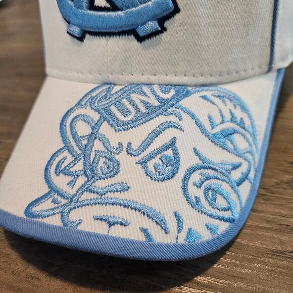 Vtg North Carolina Tar Heels Strapback Hat Cap White Blue UNC Embroidered TOW - Picture 3 of 9